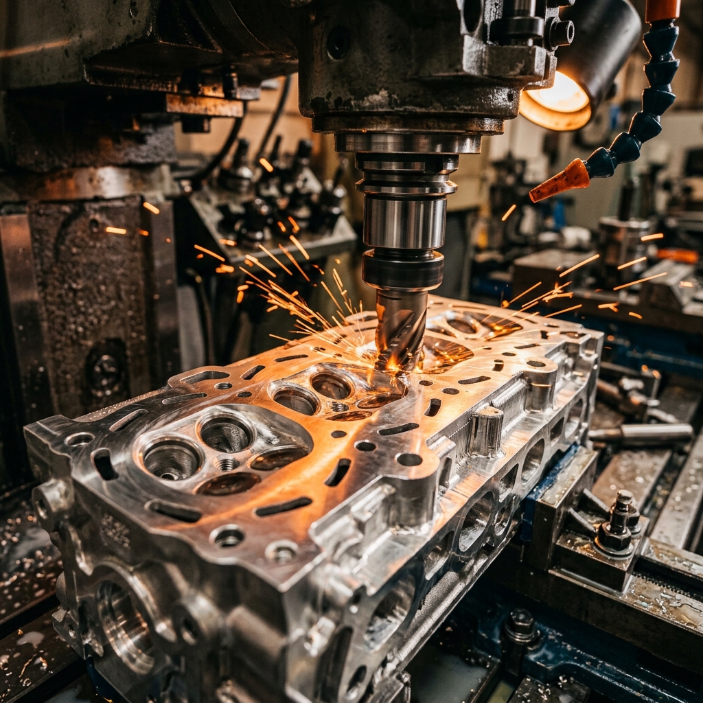 Zylinderkopf-Präzisionsbearbeitung auf CNC-Fräsmaschine